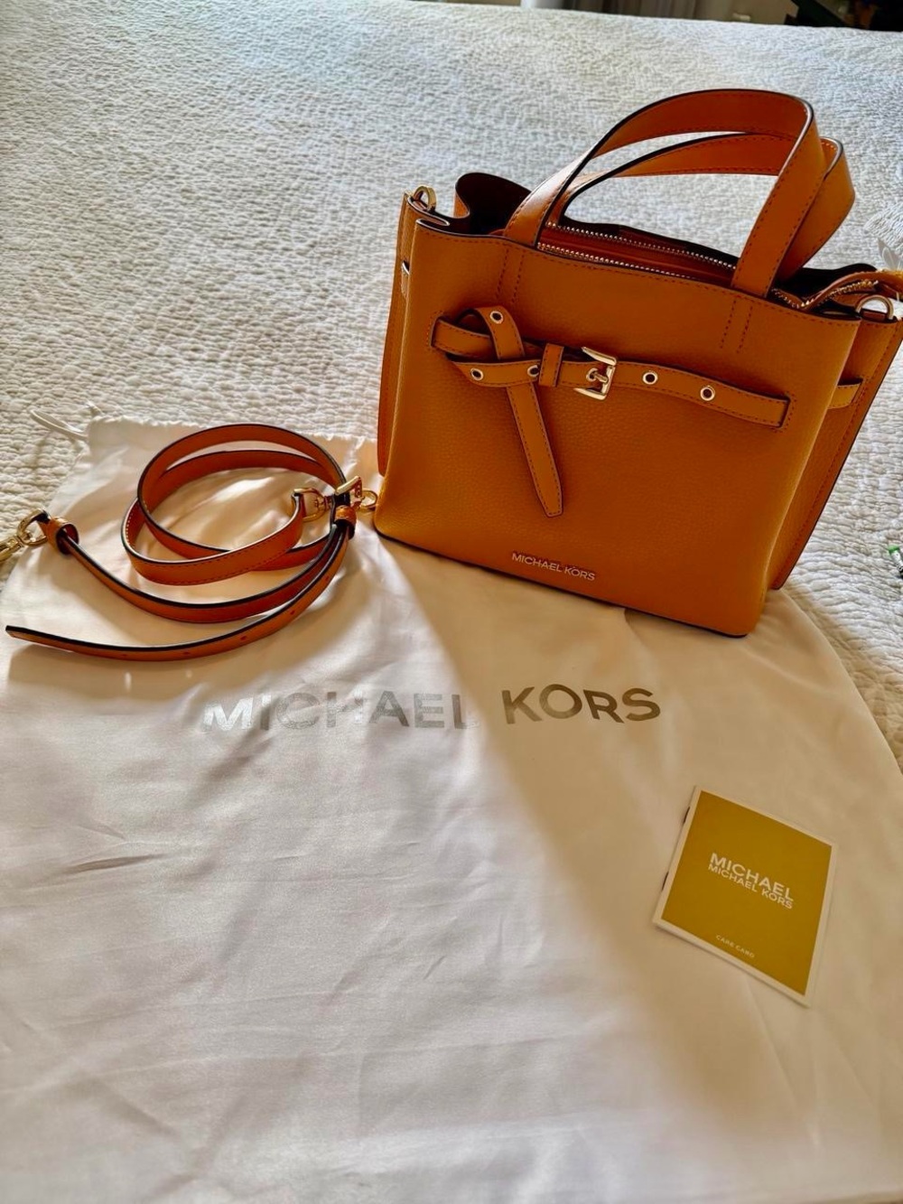 Michael Kors Small Leather Satchel in Mustard Yellow